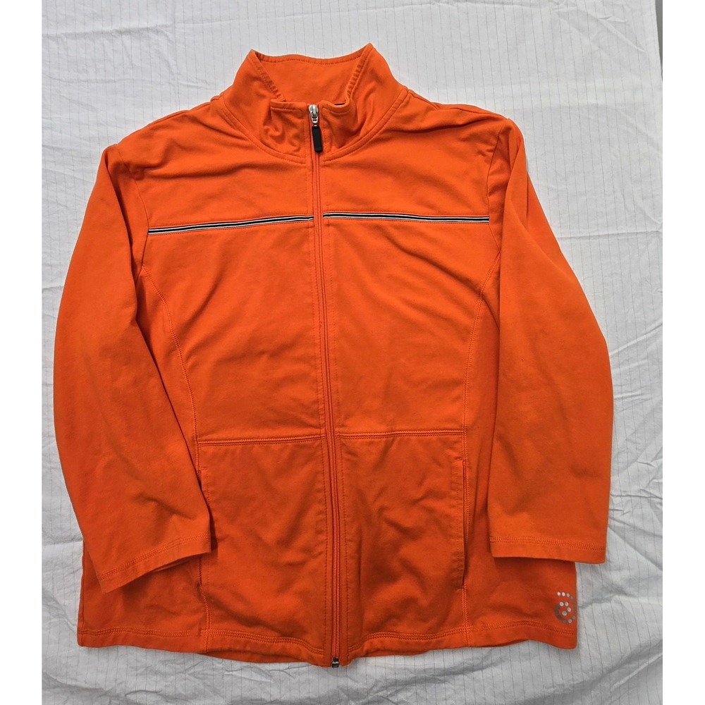 Be Inspired Womens Orange Full Zip Athletic Jacket Mock Neck Size L